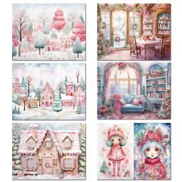 JAIIMAN-Rosa Natal Scrapbook Escrita Conjunto De Papel De Fundo Com Adesivo, DIY Artes Artesanato Suprimentos, 54 Pcs - Image 4