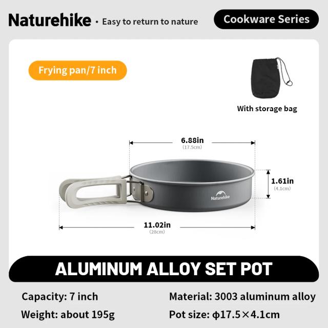 Kit Completo de Panelas Naturehike para Acampamento com Frigideira, Chaleira Portátil e Louça Dobrável para Piqueniques