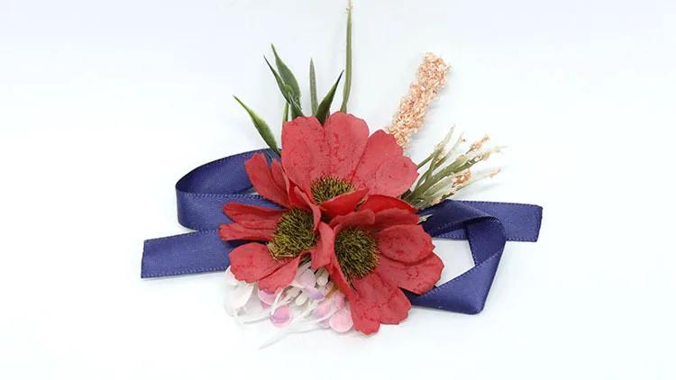 Boutonniere flores casamento corsage pinos vinho vermelho noivo boutonniere buttonhole masculino casamento testemunha acessórios - Image 5