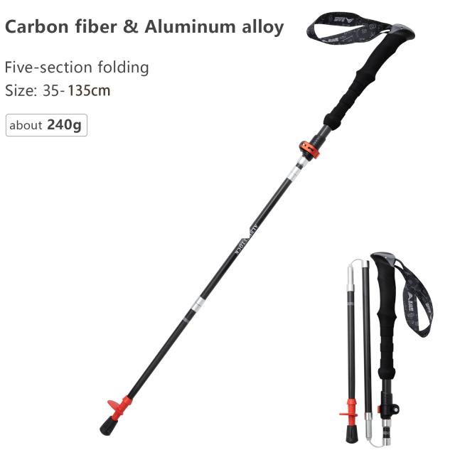 BISINNA Bastões de Caminhada Dobráveis em Fibra de Carbono - Leves e Telescópicos para Trekking e Escalada (1 ou 2 peças)