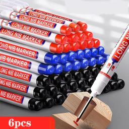6 pçs/set 20mm buraco profundo longo nib cabeça marcadores para metal perfurador caneta à prova dwaterproof água banheiro carpintaria decoração multi-purpose - Image 1