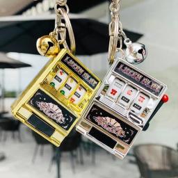 2 pçs mini jogo slot máquina chaveiros criativo arcade bolso fruta sorte jackpot gadget antiestresse brinquedo jogos engraçados chaveiro - Image 5