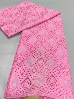 Tecido de renda suíço africano voile, 100% bordado furado, vestuário nigeriano, roupas de costura, pele saudável, branco, 100% algodão, original, 2024 - Image 2