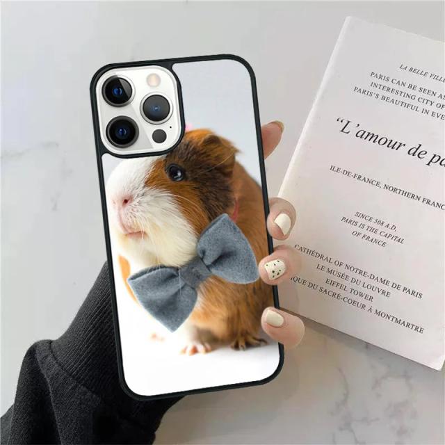 Capa de Telefone para iPhone com Design de Hamster e Cobaia - Modelos 6 a 15 incluindo 12 Mini e 13 Pro Max