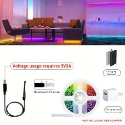 2m usb powere led luz corda mesa do computador diy backlight 24 chave de controle remoto rgb fita multicolorida decoração para casa tira luz - Image 3