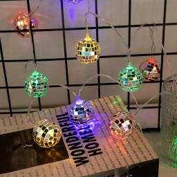 Disco Ball Luzes De Cordas LED, Bola Espelho, Decoração De Festa De Solteira, Aniversário, Carnavais, Decoração De Bar De Noite De Gata, 1,5 m - Image 5