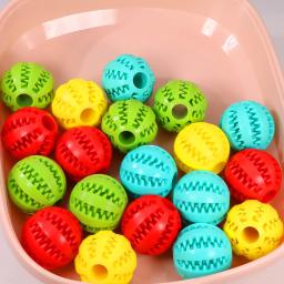 Bola de silicone para cachorro de estimação, brinquedo interativo resistente à mordida, para limpeza dos dentes de pequenos animais, produtos de 5/6/7cm - Image 2