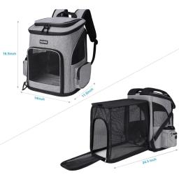 Expansível Pet Carrier Mochila para Cães e Gatos, Malha Respirável, Saco Dobrável, Sob 18 lb - Image 5