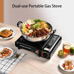 Ignição automática Fogão a Gás Portátil, Grande Firepower, Windproof, Economia de Energia, Liga, Dupla Utilização, Camping Abastecimento - Image 2