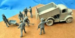 Kit de montagem de resina fundido, pioneiro britânico e carrinho de ferramentas, 7 figuras, sem pintura, 1: 72 - Image 3