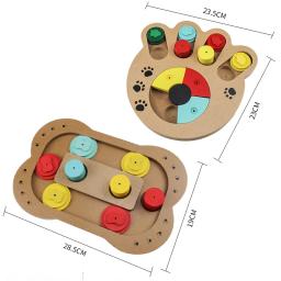 Multi-funcional Pet Dog Puzzle, comida escondida Slow Bowl, tipo de impressão Bone Paw, madeira Play Feeding Supplies Produtos - Image 1