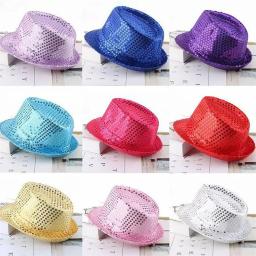 Chapéu de jazz com lantejoulas glitter para homens e mulheres, adorno de performance, chapéus brilhantes, dança show, festa hip hop, dramatização, 1pc - Image 2