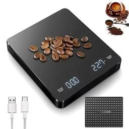 1 conjunto de balança de café eletrônica com almofada de silicone balança de café digital com temporizador display led carregamento usb uso em café em casa bom presente - Image 1