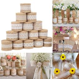 Natural Juta Serapilheira Laço Fita Com Laço Branco Rústico Vintage Wedding Decoração Tecido Fitas para Artesanato Wedding Bow Ribbons - Image 1