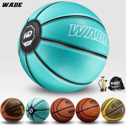 WADE couro de basquete para adultos, material PU, bola azul, interior e exterior, tamanho 7, original, 10 pcs - Image 1