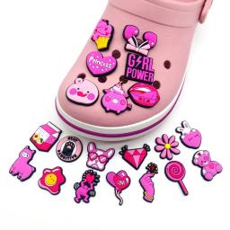 Pequenos pingentes de sapato rosa fresco para crocs decorações de sapato de desenho animado para tamancos sandálias acessórios de sapato para adolescentes presente de aniversário - Image 4