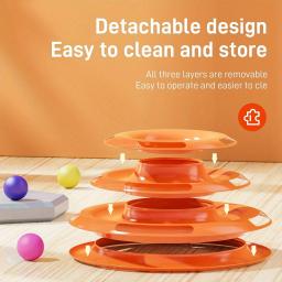 Interativo Play Track Tower para Cat, Quatro Camadas Turntable, Teaser Toy para Indoor, Fornecimento - Image 4