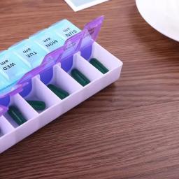 Caixa organizadora semanal para comprimidos, portátil, 7 dias, 14 grades, recipiente para armazenamento de comprimidos, vitaminas, medicina, óleos de peixe - Image 3
