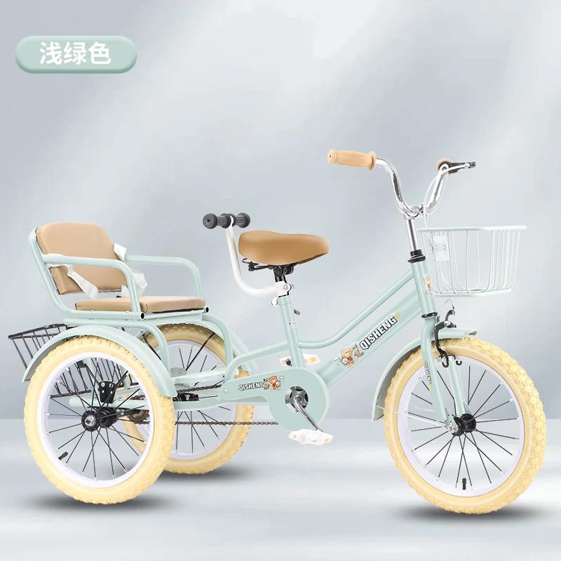 Bicicleta de triciclo infantil Tqh, pode sentar duplo com balde traseiro, bicicleta em tandem do bebê, pedal carro - Image 1