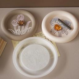 Molde De Gesso De Cimento Concreto, Jesmonite Moldes, Rose Tulip, Padrão Em Relevo, Moldes De Coaster De Bandeja, Fundição De Resina - Image 3