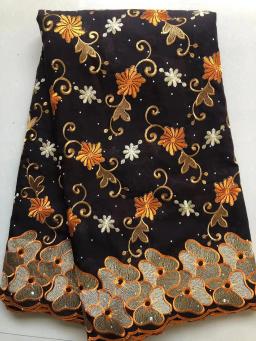 Tecido de renda suíço africano Voile, tecidos nigerianos de renda seca com pedras, casamento costurar, algodão, alta qualidade, por atacado, 2023 - Image 1