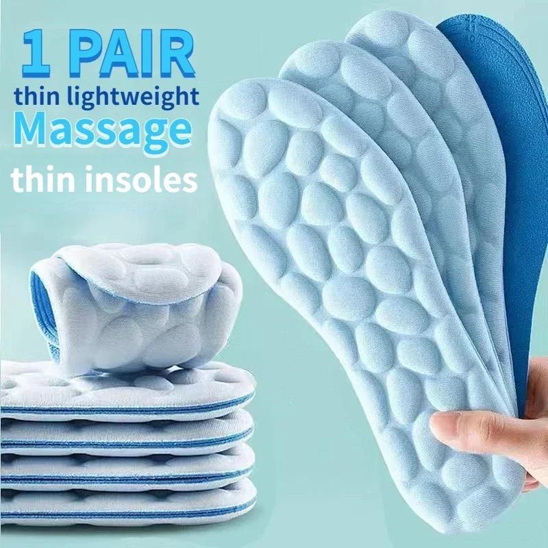 Palmilhas de sapatos de massagem 4d, palmilhas esportivas de látex super macio para pés, cesta de corrida, sola de sapato, suporte de arco, inserções ortopédicas unissex - Image 1