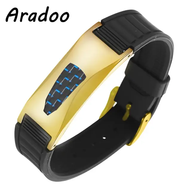 Pulseira Esportiva Magnética 7 em 1 de Silicone e Fibra de Carbono para Homens e Mulheres