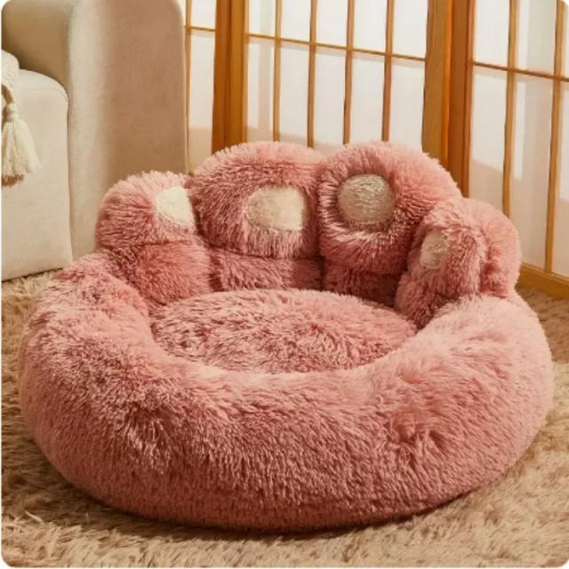 Sofá-Cama Lavável em Forma de Pata de Urso para Cães e Gatos, Ideal para Inverno e Conforto em Grande Estilo