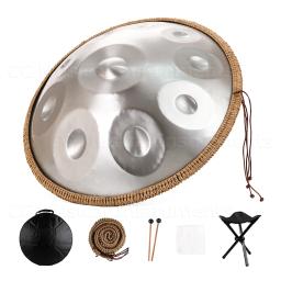 Prata Handpan Drum para iniciantes Professional Meditação Instrumento Aço Tongue DrumD Major Handpan 22 em, 9/10/12 Notas 440HZ - Image 1