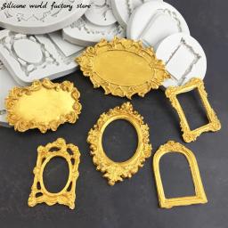 Silicone Handmade Flor Quadros Borda Molde, Moldes DIY Photo Frame, Chocolate Flip Sugar Cake Mold, Ferramentas Fondant, Mundo - Image 1