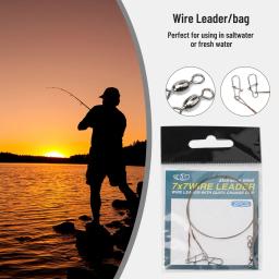 Steel Wire Leader Core Leash para uso em água salgada ou água doce, líder com Snap e Swivels, linha de pesca, 2pcs por pacote - Image 2