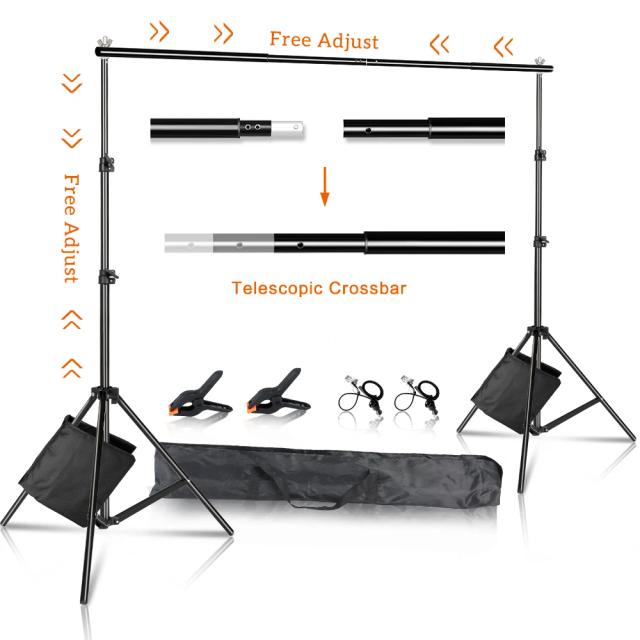 Kit de Suporte para Fotografia com Fundo de Musselina e Estojo para Estúdio de Vídeo e Imagem