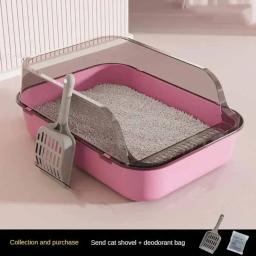 Totalmente Fechado Caixa De Areia De Gato, Kitty Sandbox, Lado Alto, Banheiro à Prova De Respingos, Bedpans Com Colher De Areia De Animais De Estimação, Suprimentos De Gato De Limpeza - Image 1