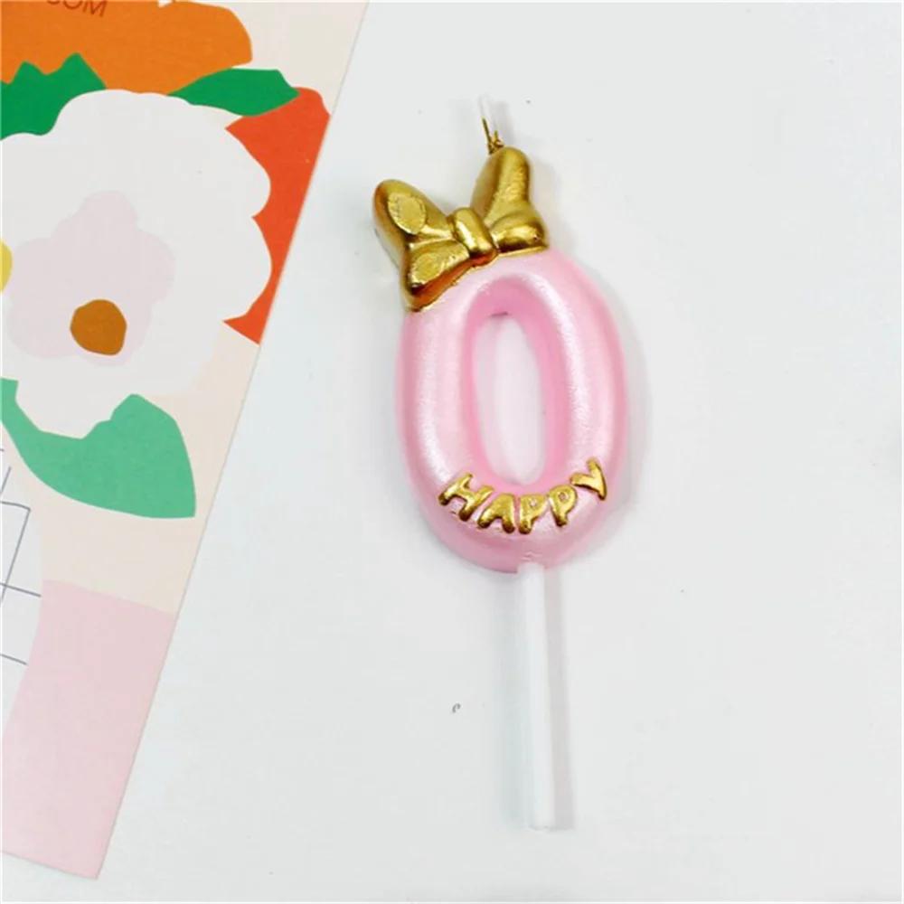 Cute Bowknot Aniversário Número Vela Princesa Príncipe 0-9 Número Velas Decoração Bolo Digital Candle Topper Cupcake Party Candles - Image 1