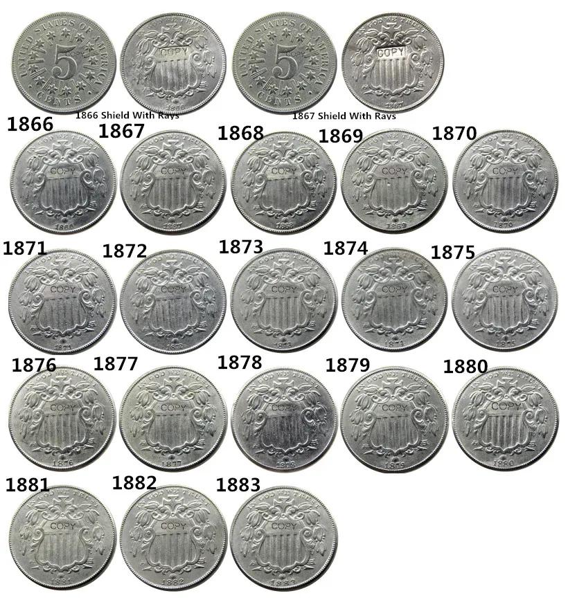 Cinco Cents Moedas De Cópia De Níquel, EUA Um Conjunto de 1866-1883, 20Pcs - Image 1