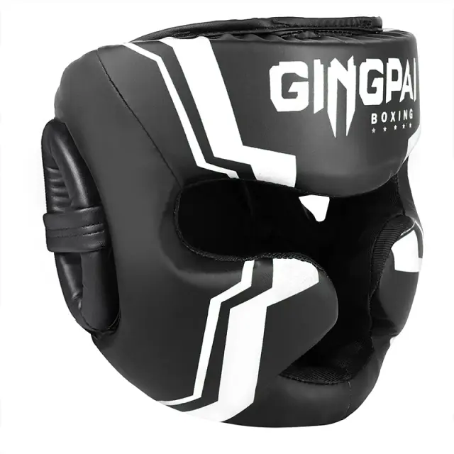 Gingpai Capacete de Boxe MMA Couro PU Proteção Facial Completa Adulto/Criança