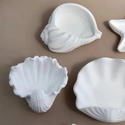 Bandeja De Armazenamento Starfish Shell Molde De Silicone De Gesso, Gesso Artesanal Conch, Frasco De Concreto, Resina Epóxi, Home Decor Mould - Image 2
