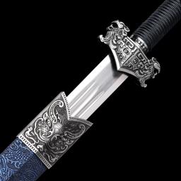 Chinês Kongfu Han Jian Espada, 1060 Lâmina de Aço Carbono, Real Full Tang, Afiado, Pronto Batalha, Dragão de Prata, Arma Wushu, Katana - Image 2