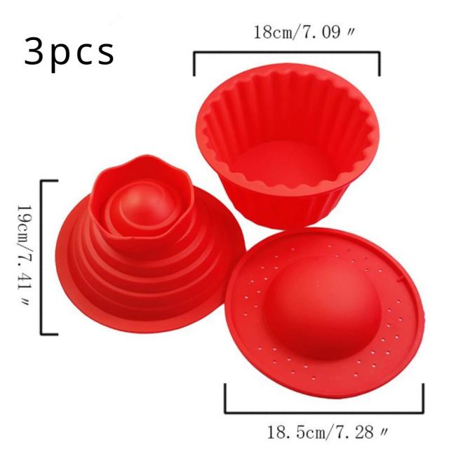 Molde Gigante de Silicone Big Top Cupcake - Resistente ao Calor, Conjunto de 3 Peças de Alta Qualidade para Bakeware