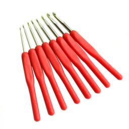 8 pçs conjunto de ferramentas de crochê de cabo macio colorido agulhas de camisola de plástico alça macia agulhas de crochê de óxido de alumínio - Image 1