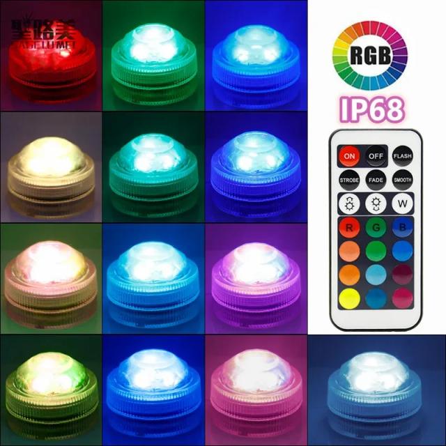Lâmpada Submersível RGB com Controle Remoto IP68 para Piscinas e Festas ao Ar Livre - 21 Teclas