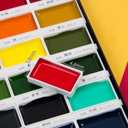 Kurettake-Conjunto de Tintas Aquarela Sólida, Tintas Metálicas para Pintura, Fontes de Arte, 6 Cores, 12, 24, 36, 48 Cores - Image 4