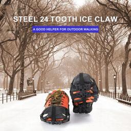 24 dentes inverno garras de gelo antiderrapante montanhismo chuteiras unisex neve garra sapato cobre caminhada caminhadas acessórios - Image 3