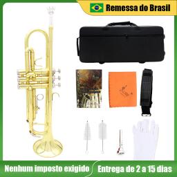 Trompete Corporal de Latão SLADE-Bb, Trompete Musical, Trompeta Profissional, Instrumento de Sopro com Estojo, Peças e Acessórios Bocais - Image 1
