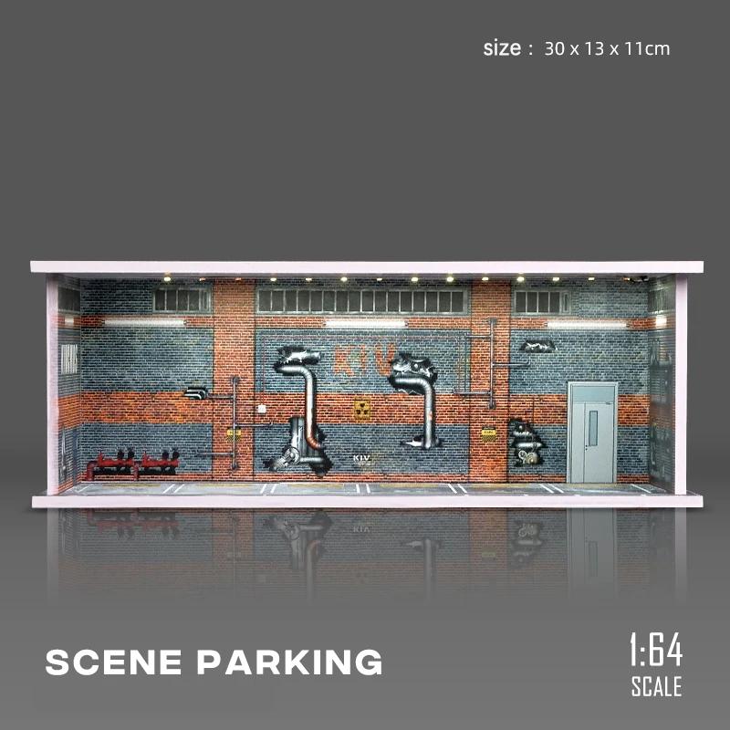 1/64 cena de garagem modelo com versão leve modelo de simulação decoração de cena coletar (excluindo bonecas e modelos de carros) - Image 1