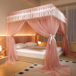 Romântico Mosquiteiro Quadrado, Inclui Bracket Tent, até o chão Cortina, Mesh Canopy, 1.2m 1.5m 1.8m 2.0m Bed - Image 3