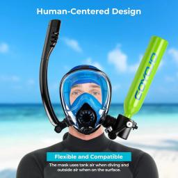 Tanque de mergulho com máscara de snorkel 0,5l mini cilindro de oxigênio portátil máscara de mergulho facial completo sistema de respiração subaquática com bomba - Image 6