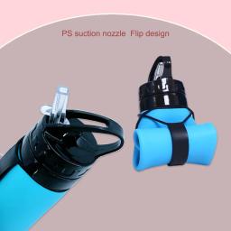 Copo de água leve portátil, garrafa esportiva de silicone, reutilizável, dobrável, destacável com tubos de sucção, acessórios ao ar livre, 600ml - Image 3