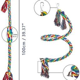 Papagaio Pássaro Em Pé Brinquedo Corda De Algodão Brinquedo Colorido, Mastigar Poleiros, Barra de Suporte para Pássaro, Acessórios para Gaiola, Pet Supplies - Image 3