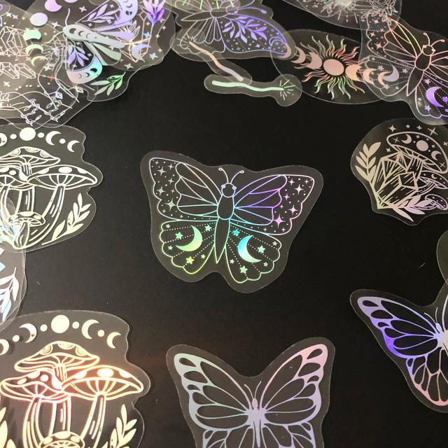 Conjunto de 40 Adesivos de Glitter Holográfico Transparentes à Prova d'Água para Decoração de Garrafas e Scrapbooking